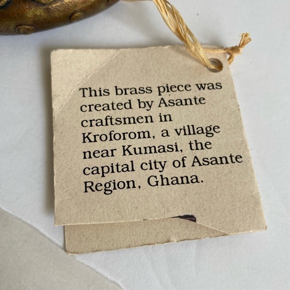 African Brass Bangle Bracelet Artisan Handmade Asante Ghana Tribal Currency - Picture 6 of 8